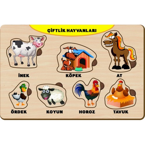 7 Parça Çiftlik Hayvanları Ahşap Puzzle