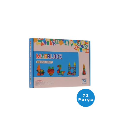 MagBlock 72 Parça Manyetik Yapı Blokları - Tamamı Mıknatıslı - Destekleyici Set