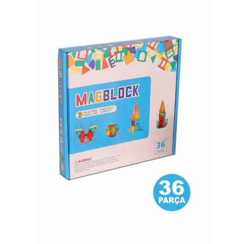 MagBlock 36 Parça Manyetik Yapı Blokları - Tamamı Mıknatıslı - Destekleyici Set