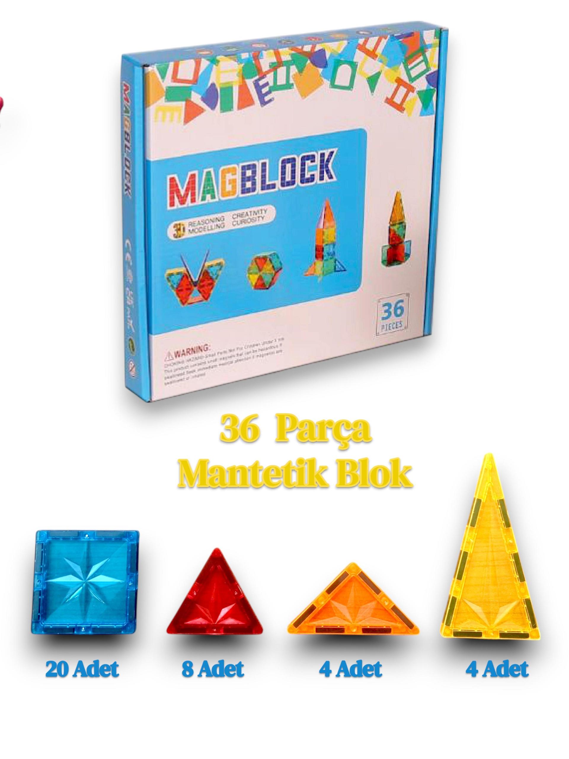 36 Parça Manyetik Yapı Blokları. Tamamı mıknatıslı. İthal ürün - Görsel 2